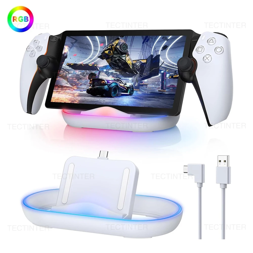 RGB Charging Dock Station for Playstation Portal Game Console Type-C Charger Stand Base Holder for PS5 PS Portal Accessories