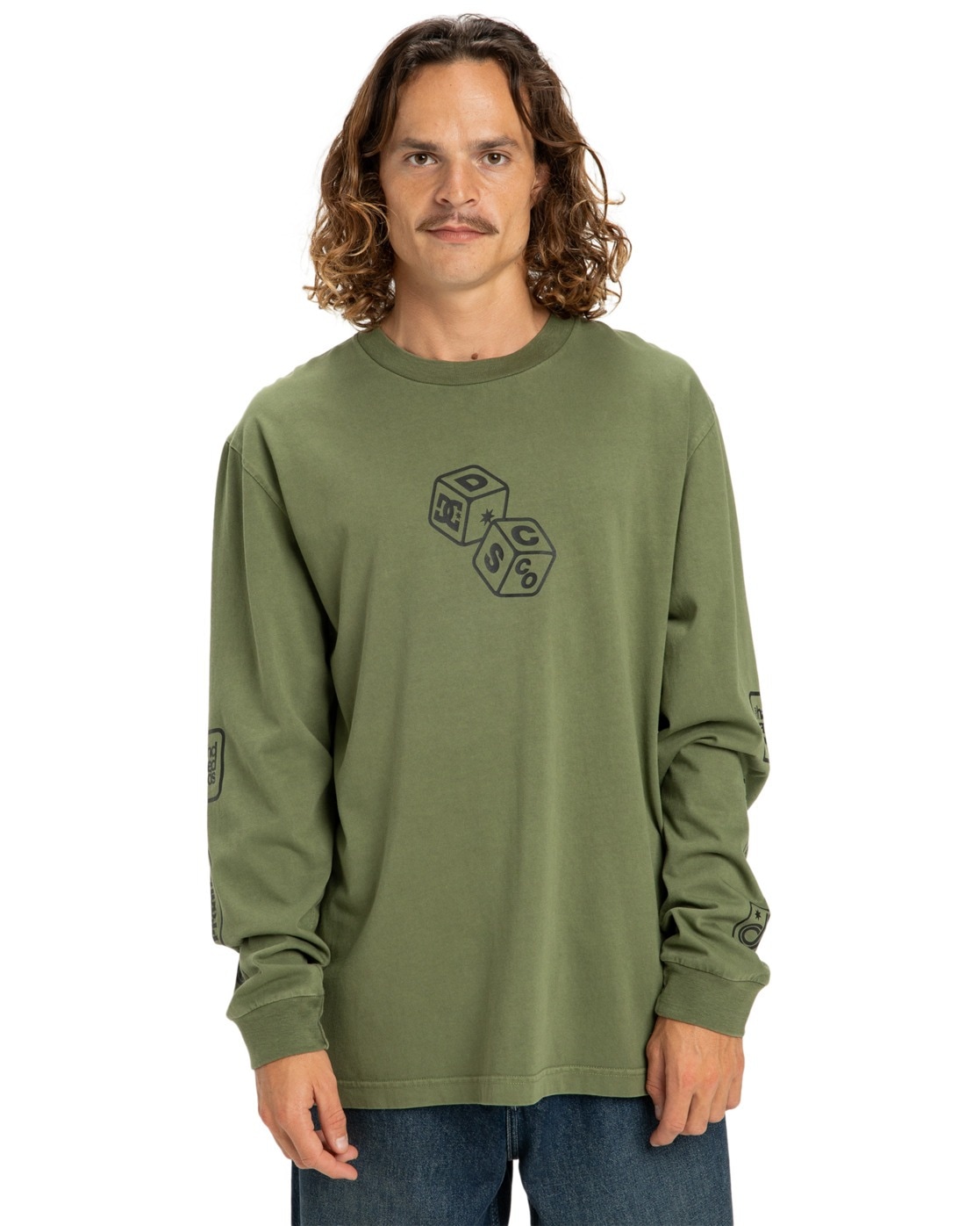 Langarmshirt DC SHOES "Hi Rolling Hls", Herren, Gr. S, grün (bronze grün), Obermaterial: 75% Walkfrottier, 25% Walkfrottier;, Shirts Langarmshirt