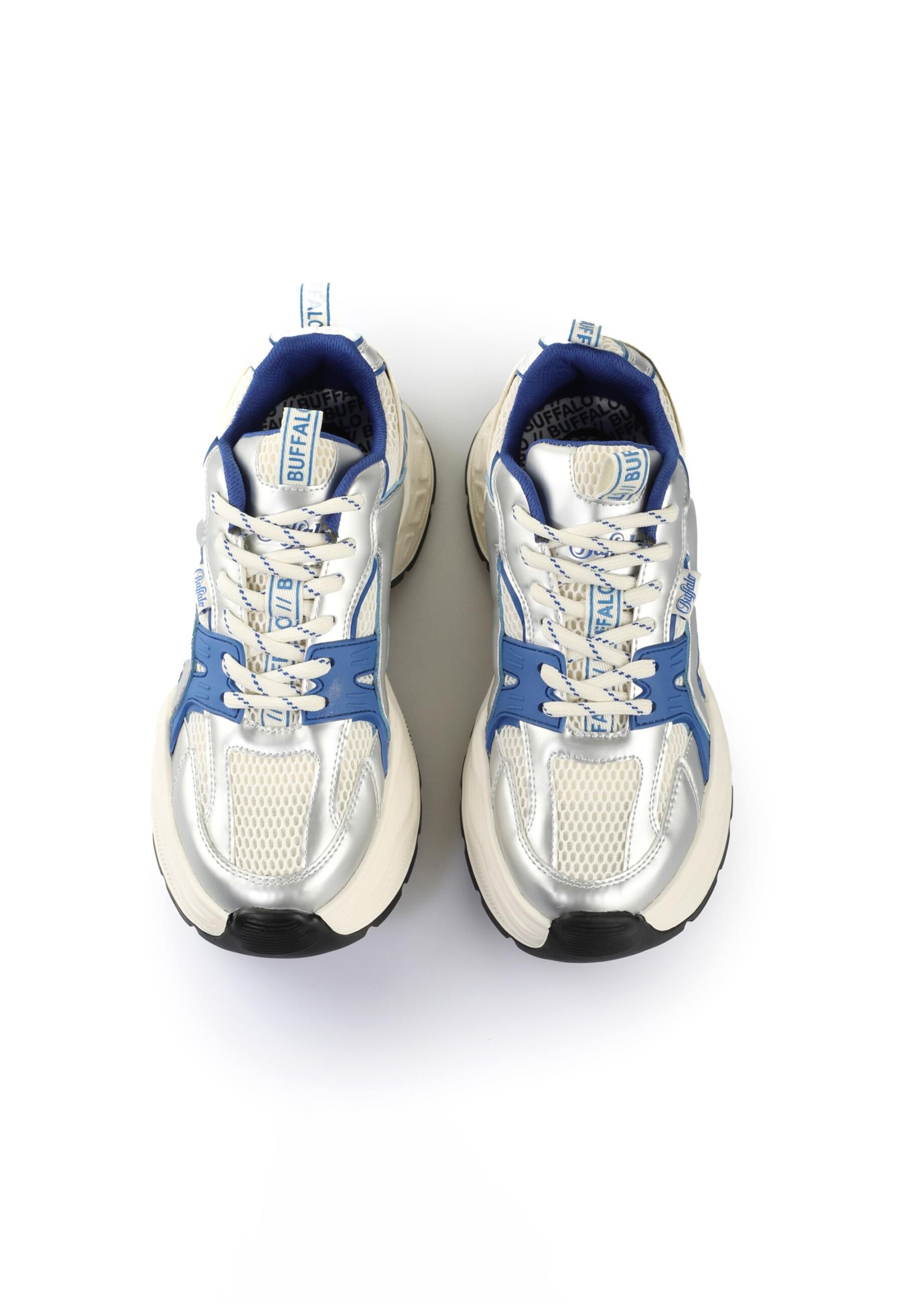Trainingsschuh BUFFALO "Buffalo Yuno - Vegan Nappa/Mesh", Damen, Gr. 40, blau, sand, weiß, Schuhe