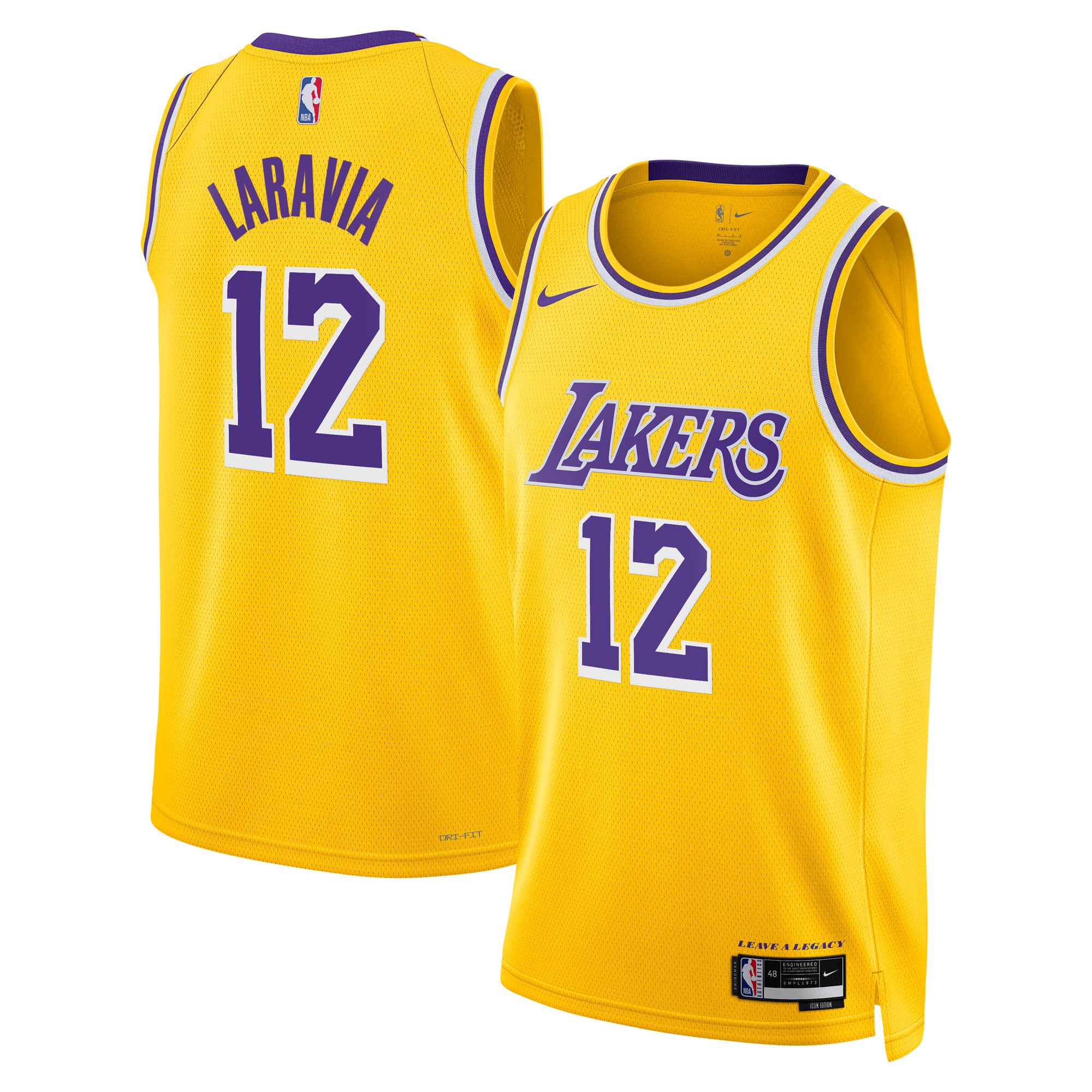 Maillot Nike Icon Edition Swingman des Los Angeles Lakers - Or - Jake LaRavia - Unisexe - Homme Taille: XL