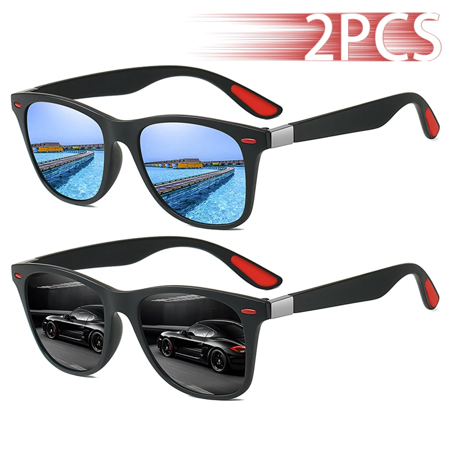 2 Stück Modische Vintage-Sonnenbrille mit Nieten-Dekoration für Männer und Frauen Angeln Fahren Luxus-Marken-Designer Sonnenbrillen Eyewear Image