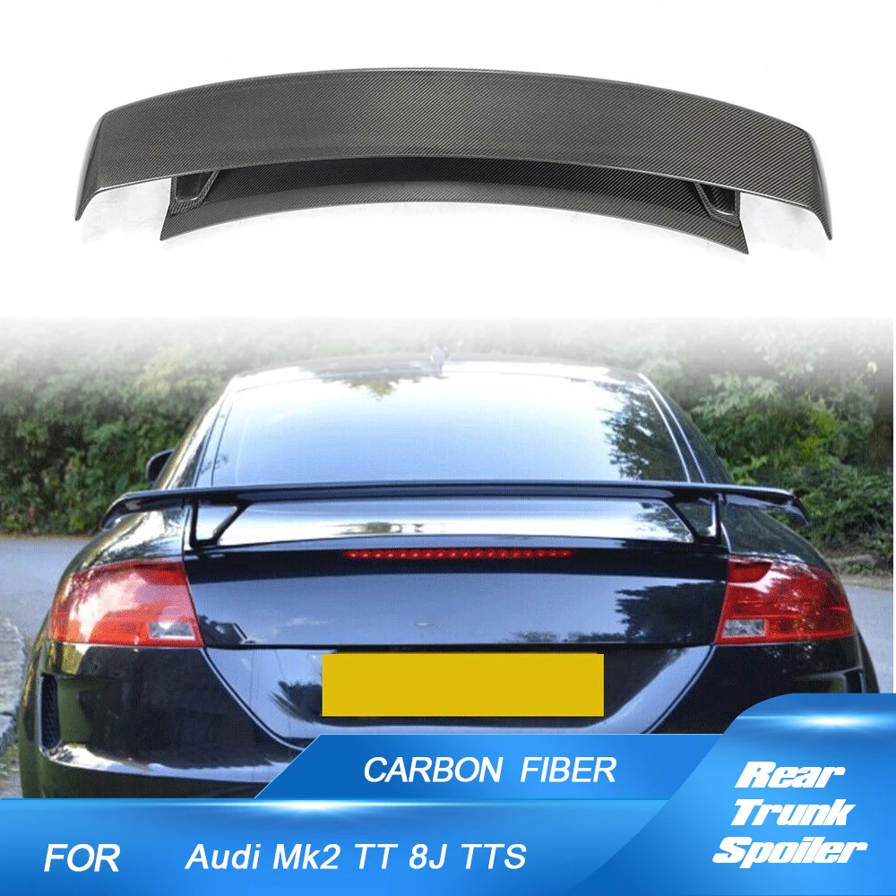 Ala di coda dello spoiler del bagagliaio posteriore in fibra di carbonio per Audi TT MK2 8J TTS Coupe 2 porte 2008-2014 Cambia a TTRS FRP Nero a due piani