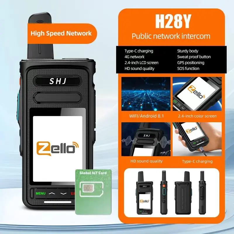 ​ Zello 2,4-Zoll-4G-POC-Radio mit großem Bildschirm – SIM/WiFi und Bluetooth, Reichweite 100 Meilen, Android 8.1 Smart Walkie Talkie ​ Image