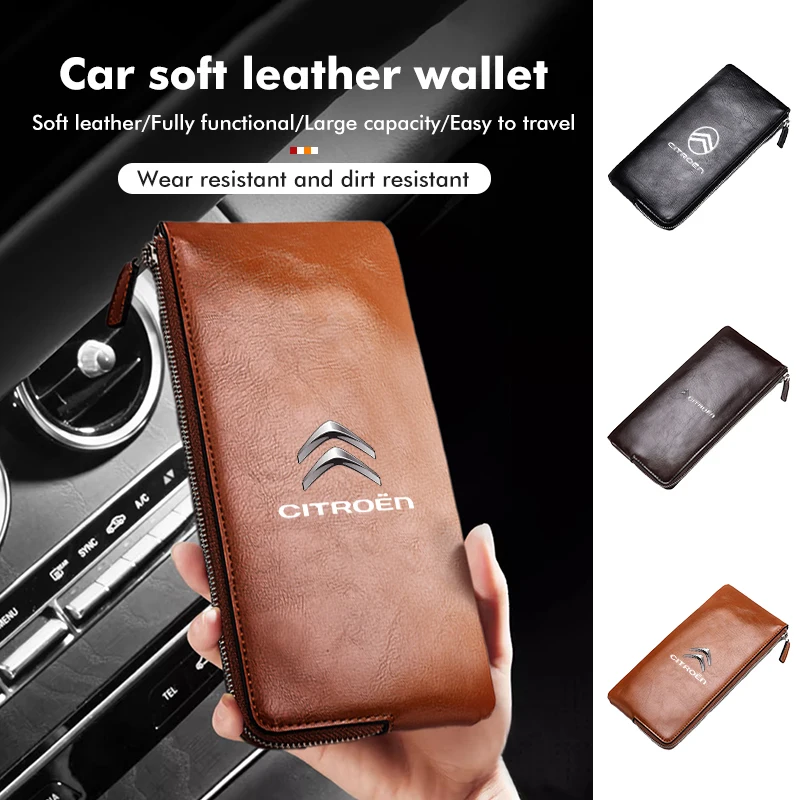 Portefeuille en cuir pour permis de conduire, porte-carte de crédit, chéquier, accessoires automobiles pour citroën C4 C3 C5 C1 C2 C6 VTS C4L DS3 DS4