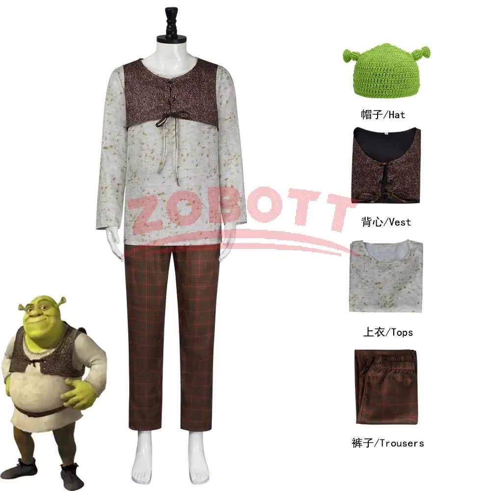 Film Monster Cosplay Kostüme Maske Shrek Top Weste Hosen für Männer Leistung Rollenspiel Halloween Karneval Party Outfits Image