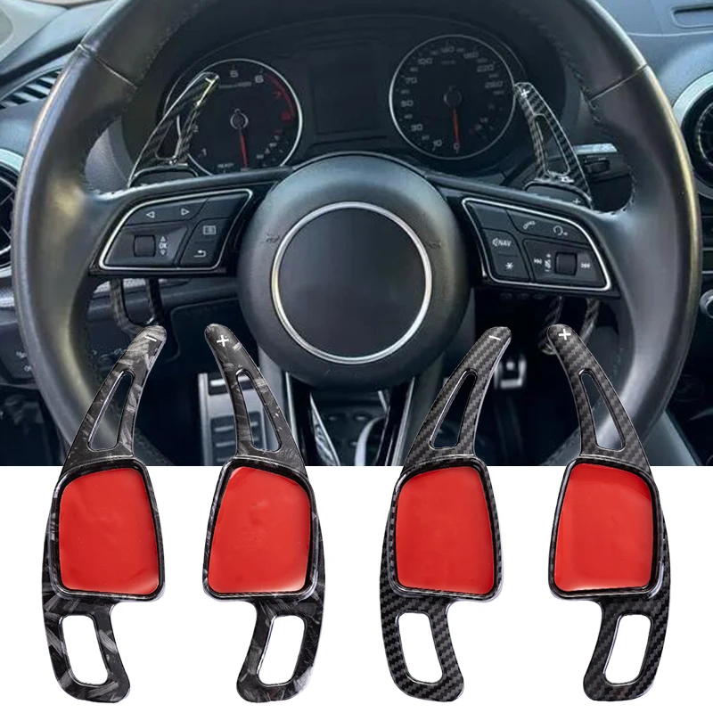 Carbon Fiber Print Lenkrad Paddle Shift Für Audi S3 S5 SQ2 SQ5 TT A3 8V A4 A5 Q2 Q3 Q5 Q7 2017 2018 2019 Image