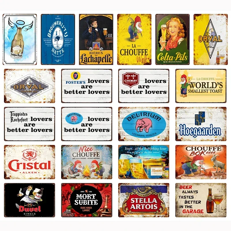 Belgien Bier Retro CHOUFFE DUVEL YESCH Vintage Metall Blechschilder Poster Dekor für Zimmer Bar Pub Club Man Cave Wanddekoration A Image