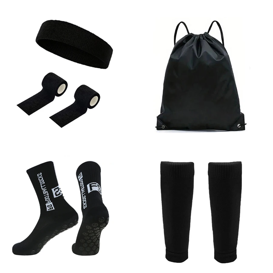 5PCS set Nicht Slip Atmungsaktive Sport Fußball Socken Bein Abdeckung Bandagen Lagerung Tasche Männer Frauen Sport Socken Sport Hijab Image