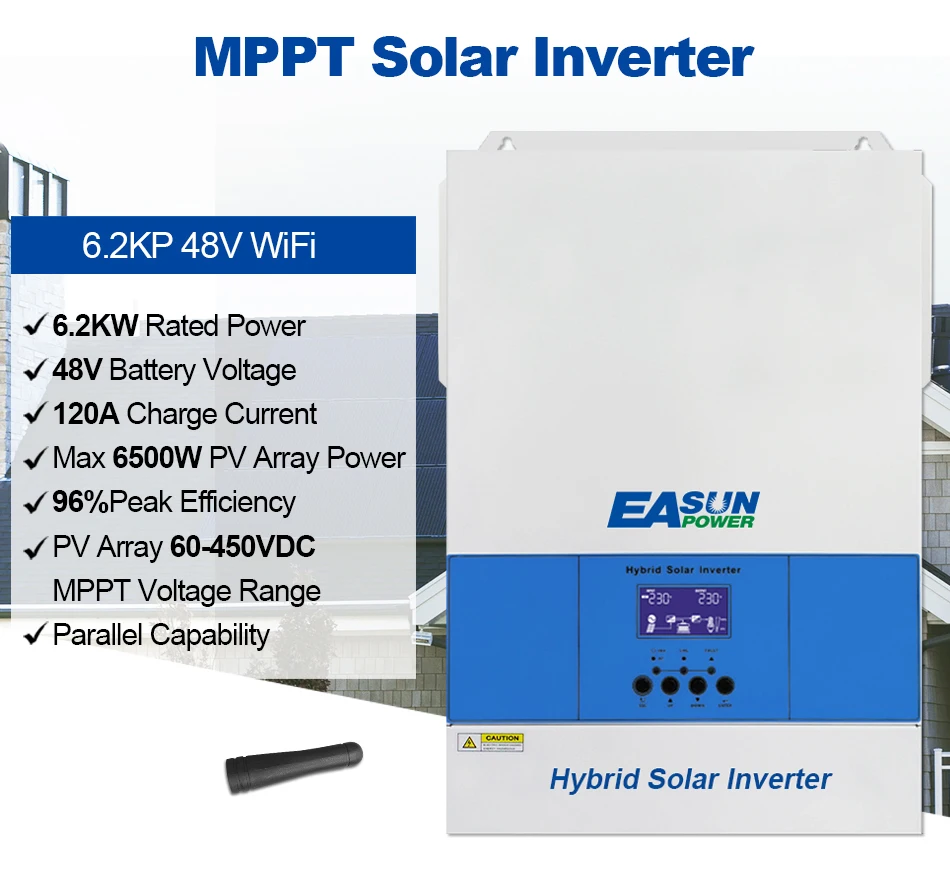 Hybrid-Solar-Wechselrichter 6200 W 12400 W 18600 W reiner Sinus-Wechselrichter 120 A MPPT-Solarladeregler 48 V 220 V PV-Eingang 500 V mit WLAN Image