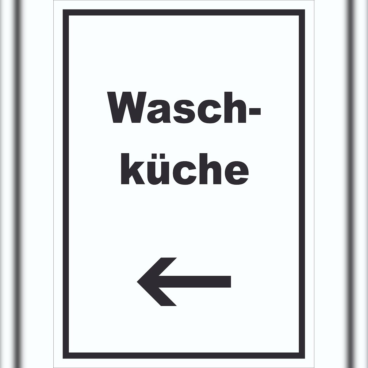 HB-Druck Waschküche Schild mit Text und Richtungspfeil links Waschraum hochkant A2 Rückseite selbstklebend Image