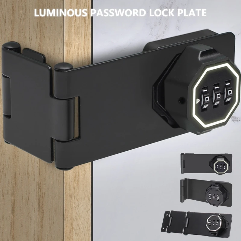 Schrankschlüsselloses Schloss, 3-stelliges Zahlenschloss, Schrank-Passwort-Haspelenschloss für kleine Türen, Schränke, Scheunentüren, Badezimmer Image