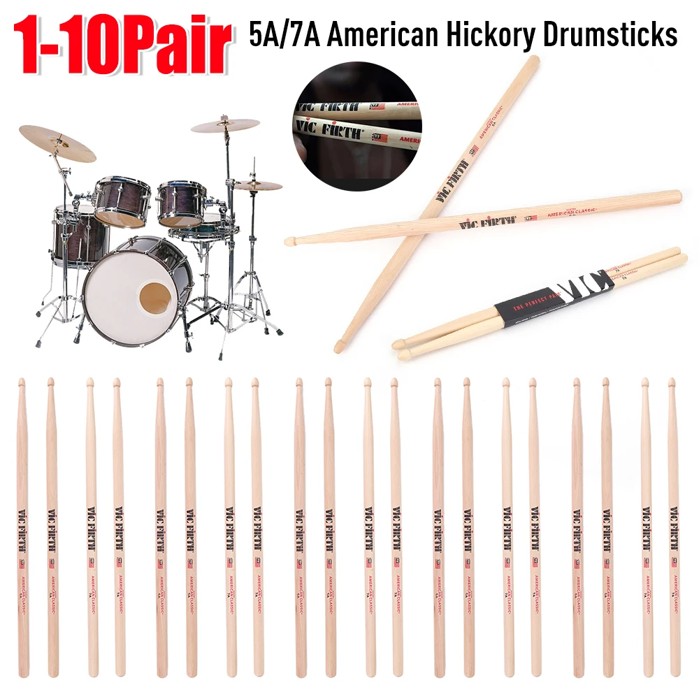 1-10 Paar 5A/7A Drumsticks Holzspitze Drumsticks Schlägel Jazz Drum Sticks Anfänger Drum Sticks für akustische/elektronische Trommeln 2025 Image
