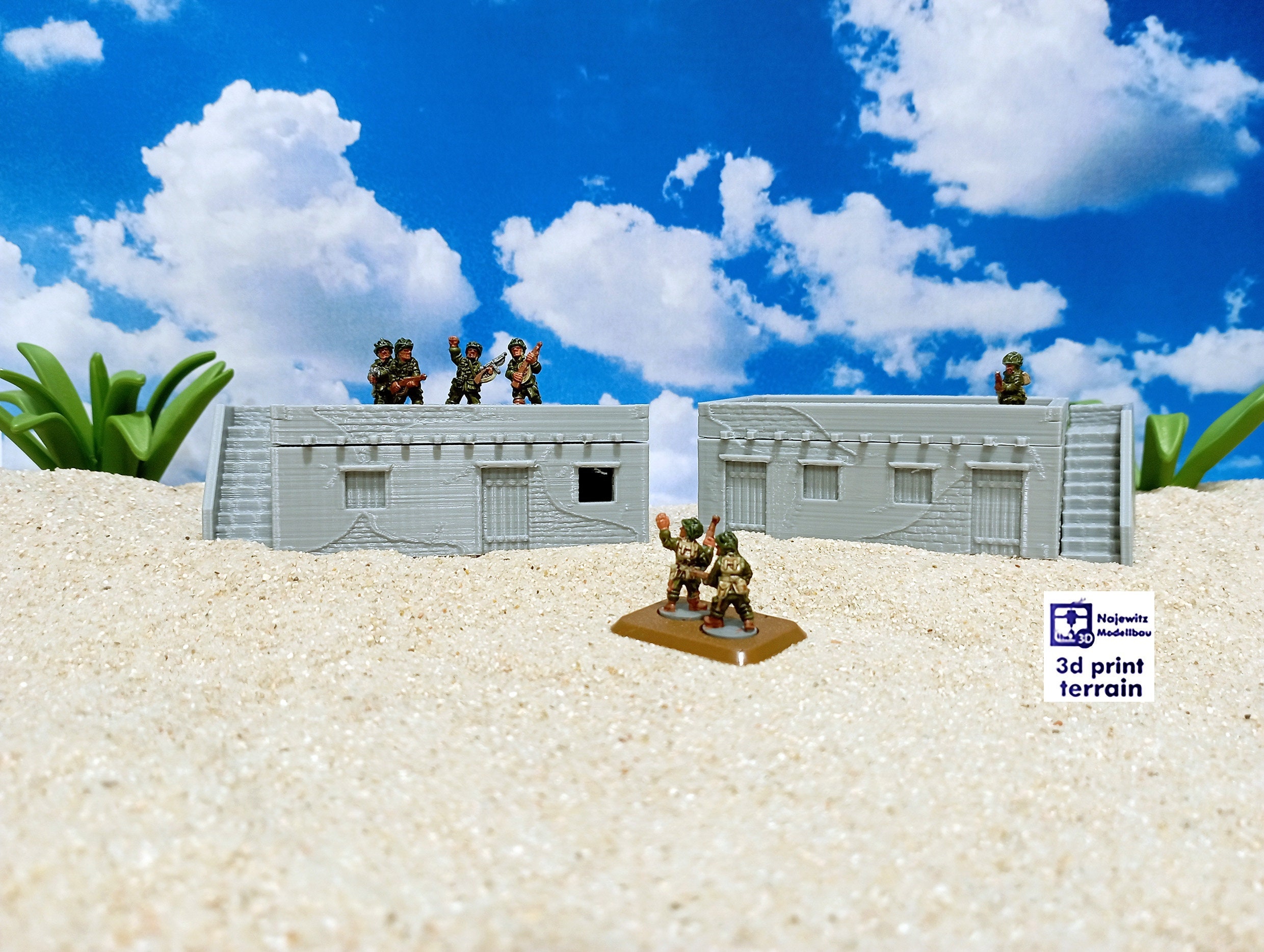 Edifici del villaggio nel deserto - Casa nel deserto media, modello B, [2x], terreno stampato in 3D per giochi da tavolo e diorami, 1/100, 1/72, 1/87,