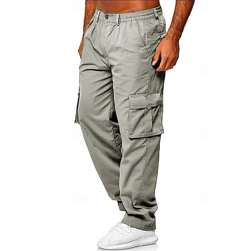 Herren Cargo-Hosen Cargohose Arbeitshosen Elastischer Bund Mehrere Taschen Gerader Schnitt Einfach Arbeit Einfach Lässig Marineblau Armeegrün Image