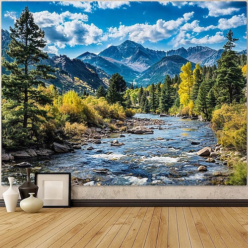 Tapisserie Banner Decke Berg 森林 3D Schlafzimmer Wohnzimmer Wohnheim Jugendzimmer Studentenwohnheim Wandveranda Wohndeko Image