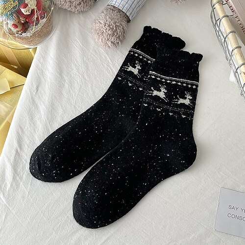 Damen Crew Socken Dicke warme Wintersocken Outdoor Täglich Ferien Tiermotiv Wolle Basic Klassisch Lässig Elastisch Warm 1 Paar Image