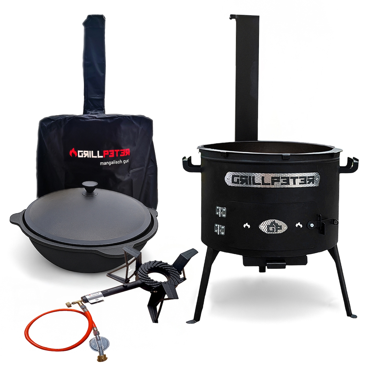 Grillpeter Utschak Asamat Ø45 cm Kazan 16L Gaskocher und Abdeckhaube Image