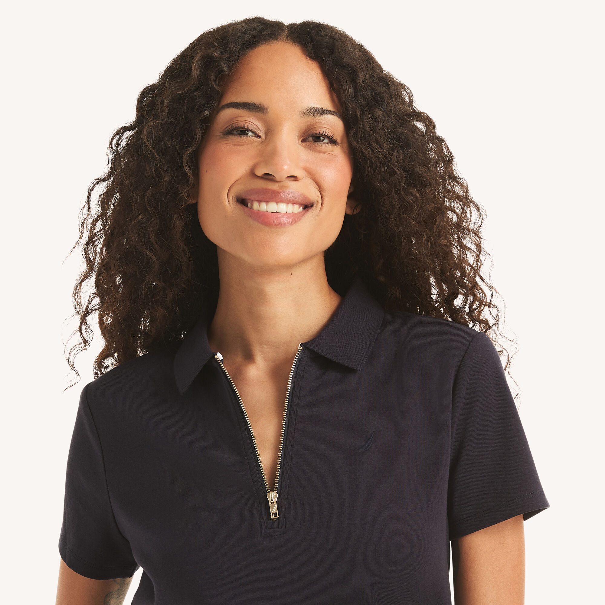 Nautica Women's Zip-Up Polo 401 (Navy), M