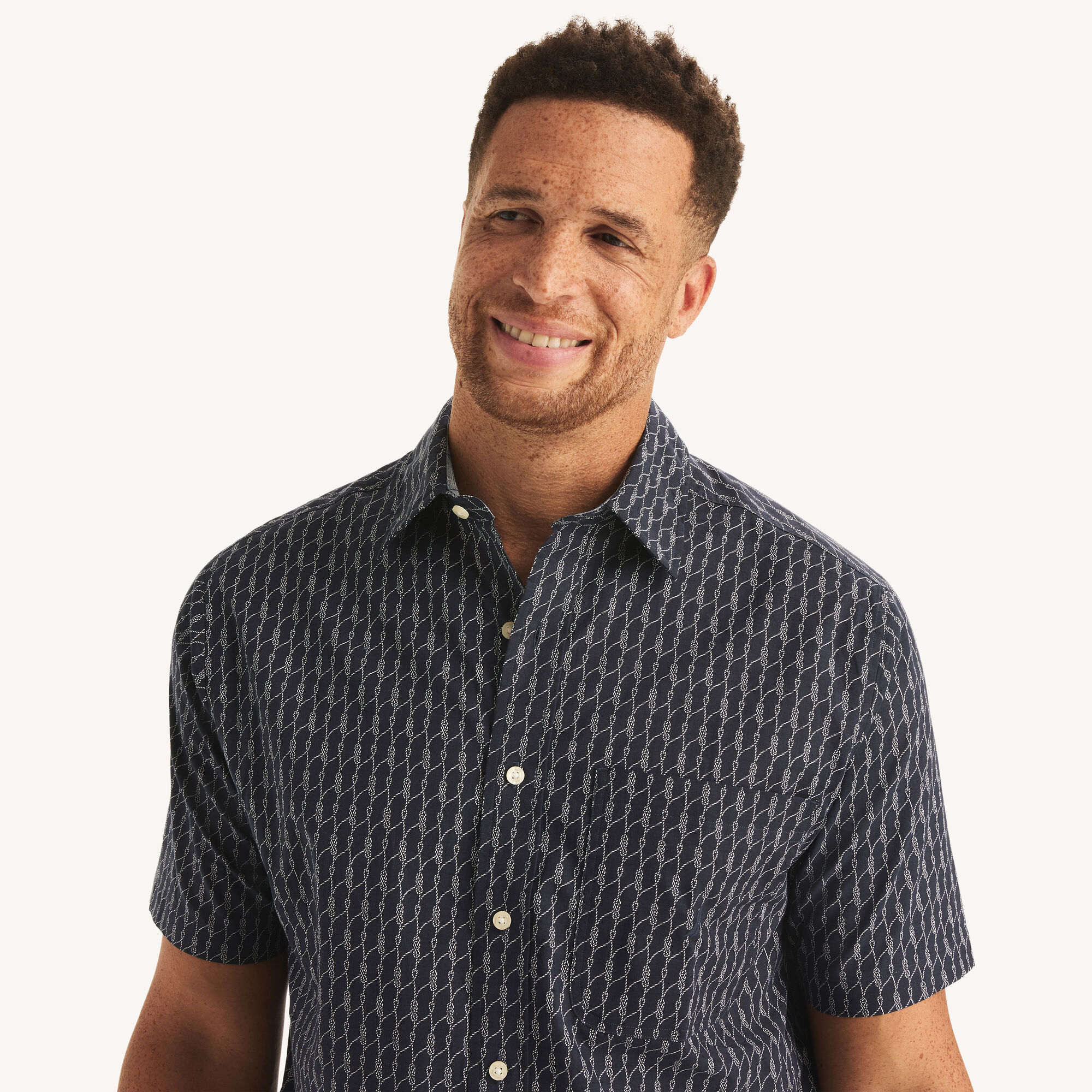 Nautica Men's Big & Tall Printed Short-Sleeve Shirt 482 (Stellar Blue Heather), 4XL