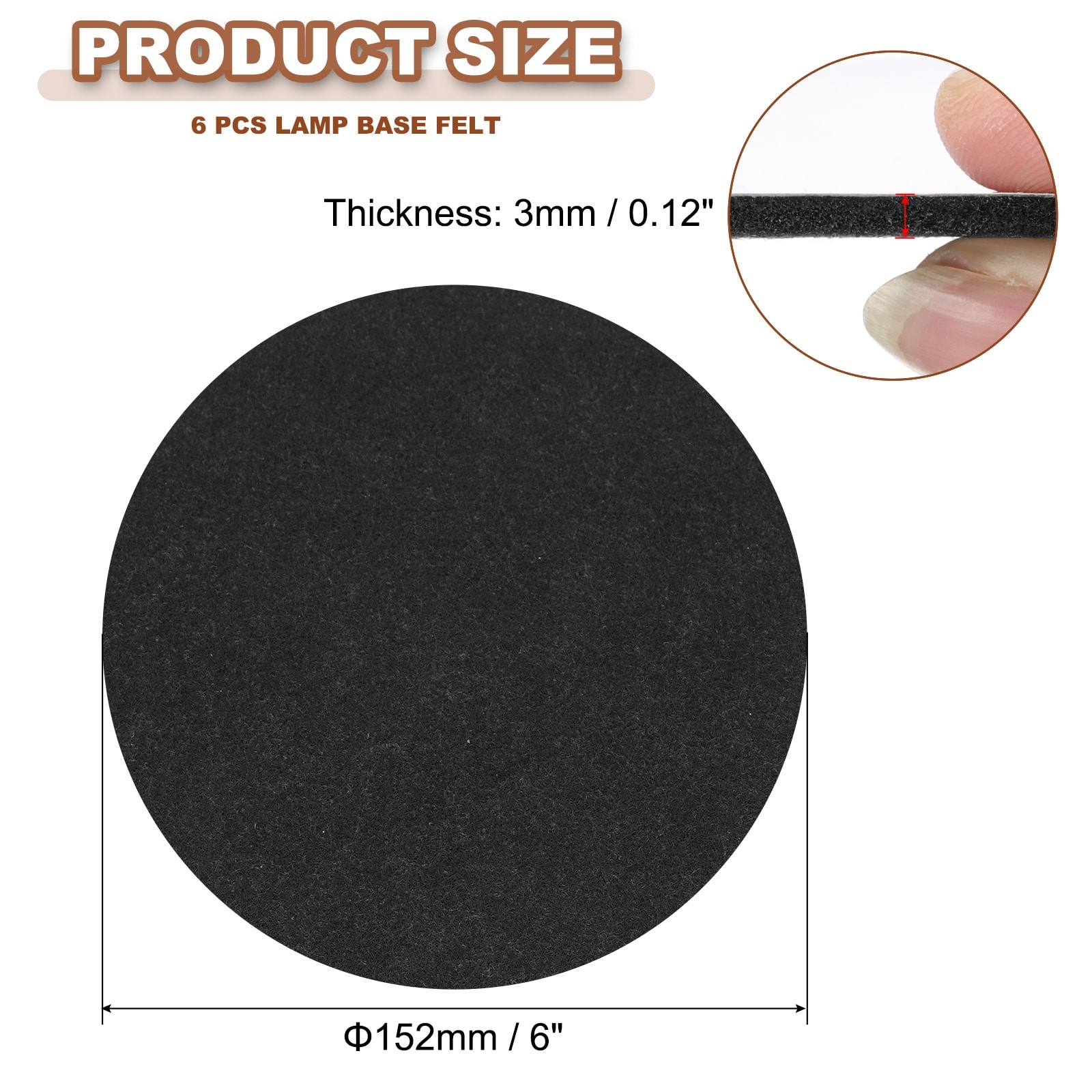 Lamp Base Felt, 3mm Thickness Round Soft Adhesive Non-slip Anti-scratch Backed Felt