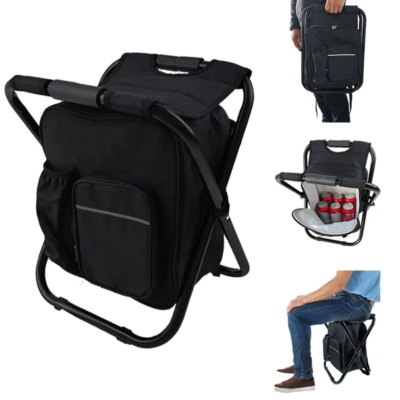 Multifunktionaler Angel-Eisbeutel-Hocker für den Außenbereich, Outdoor-Camping, tragbarer Magza-Klapphocker, isolierter Getränkerucksack