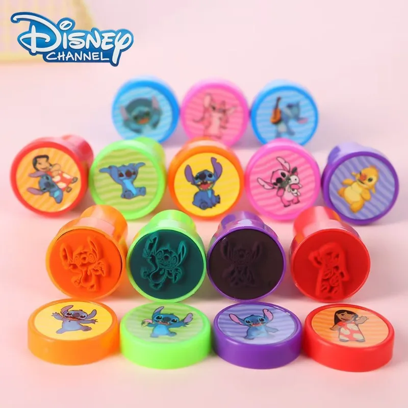 12 Stücke Disney Lilo und Stitch Cartoon Siegel Engel Kawaii Anime Figuren Stempel Kinder Student Malwerkzeug Geburtstag DIY Spielzeug Geschenke Image