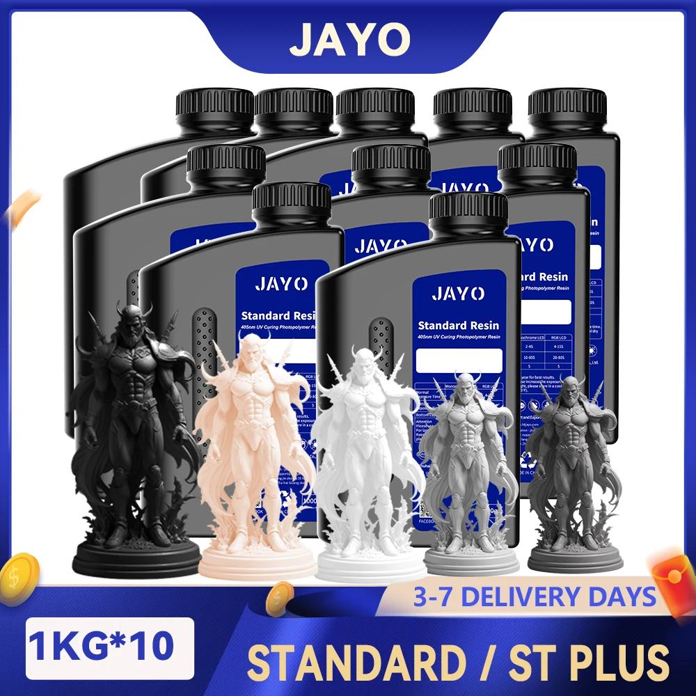 JAYO 10 Flaschen 3D-Druckerharz Standard Schnell aushärtendes Standard/Standard Plus 3D-Harz für LCD DLP SLA Resin 3D-Drucker Image