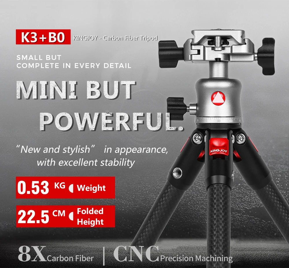 KINGJOY Desktop Mini Stativ für Kamera Compact Stativ 360° ° Low Profile Kugelkopf 1/4'' Schraube für Kamera Video Camcorder Telefon Image