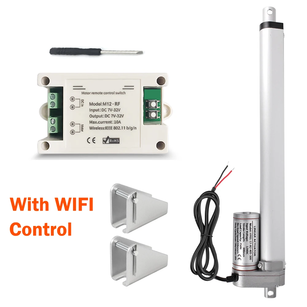 WIFI App Control 12V Linear Antrieb Mit Halterung 750N/1000N/1500N Linear Antrieb Motor Antrieb Für Home Automation tür Steuerung Image