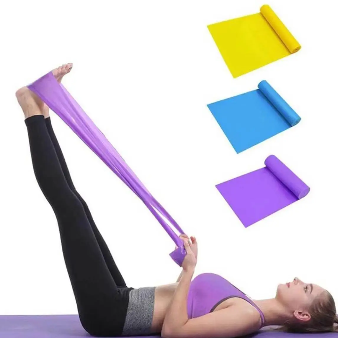 3/6 PCS Yoga Pilates Stretch Resistance Band Exercise Fitness Band Training Elastic Exercise Fitness Rubber natural rubber Gym