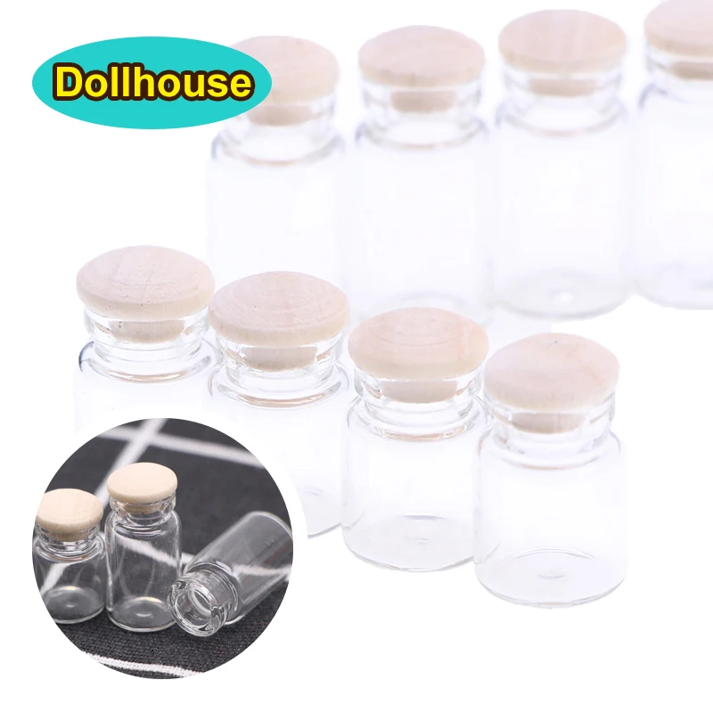 4 Stücke 1:12 Puppenhaus Miniatur Glasgefäße Modell Süßigkeiten Gläser Vorratsgläser mit Holzdeckel Ornament Lebensmittel Spielzeug Zubehör Image