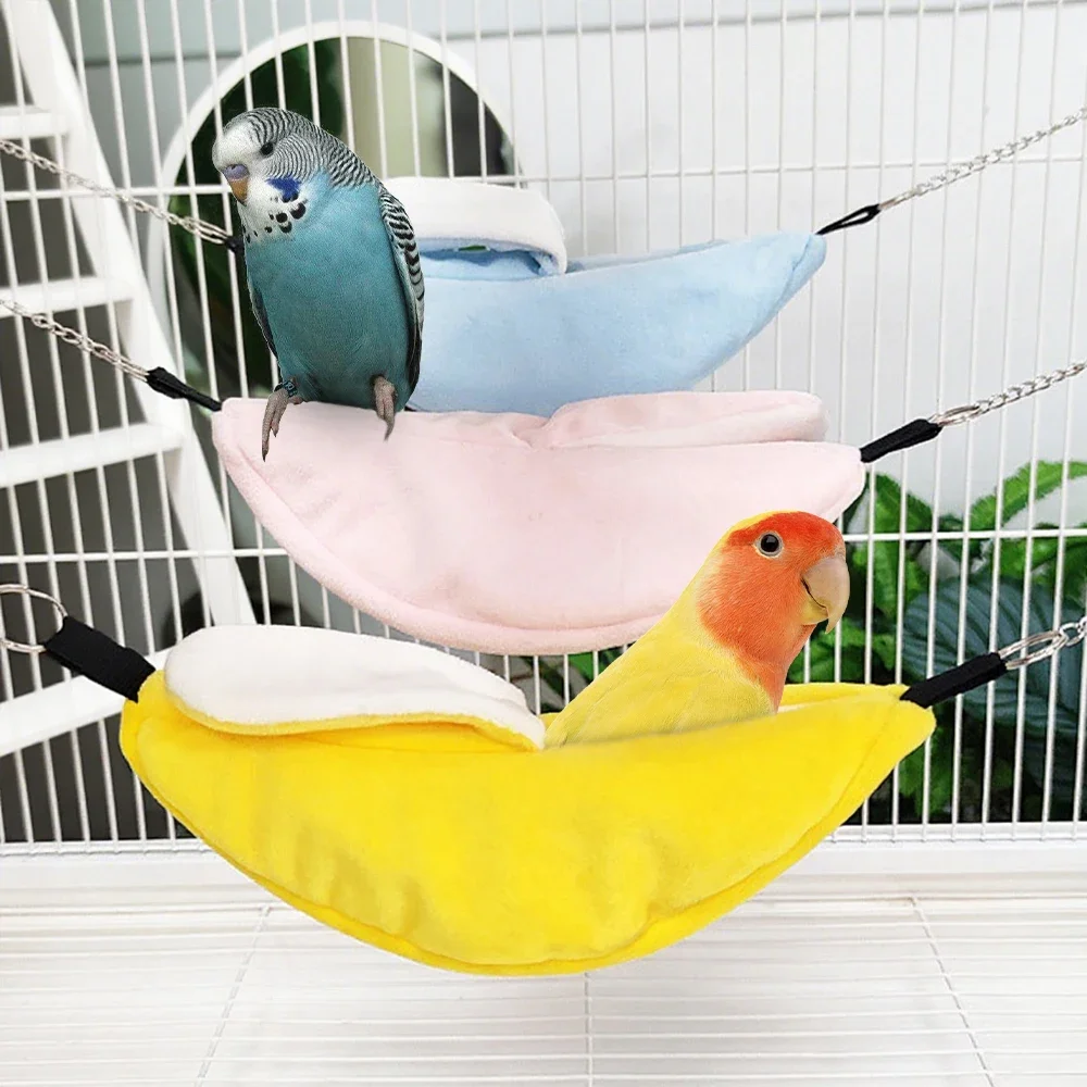 1PC Winter Warme Banana Form Papagei Bett Vogel Nest Papagei Nest Hängematte Bett Spielzeug für Haustier Vogel Hamster käfig Hängen Bett Schlafsack