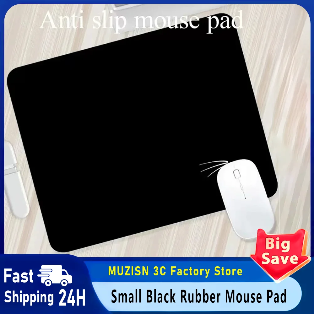 Kleines schwarzes Gummi-Mauspad für Gaming, Esports und Büro. Universelles, rutschfestes schwarzes Mauspad für Desktop und Laptop Image