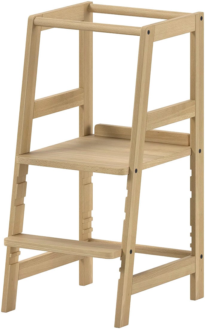 Kinderstuhl VIPACK "Lernturm aus Massivholz, stabil und standfest gebaut", buche natur, buche natur, B:41cm H:85cm T:48,3cm, Massivholz, Stühle, Tritt und Stehfläche 3-fach verstellbar, 3 verschiedene Farben