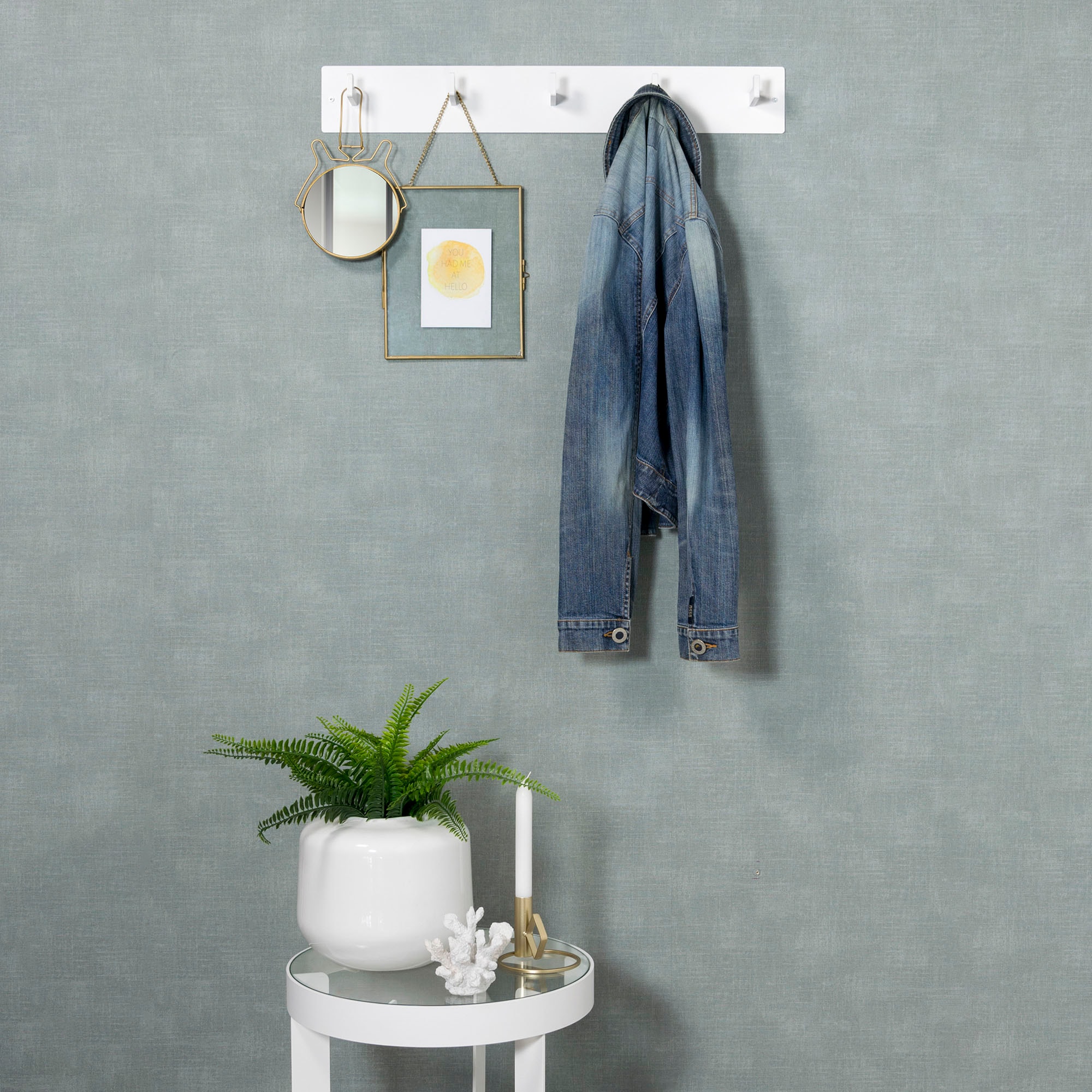 Garderobenhaken SPINDER DESIGN "LEATHERMAN 5", weiß, B:70cm H:10cm T:10cm, Stahl, Garderobenhalter, Garderobenhaken, Kompakter Garderobenständer aus Stahl mit 5 Haken Image