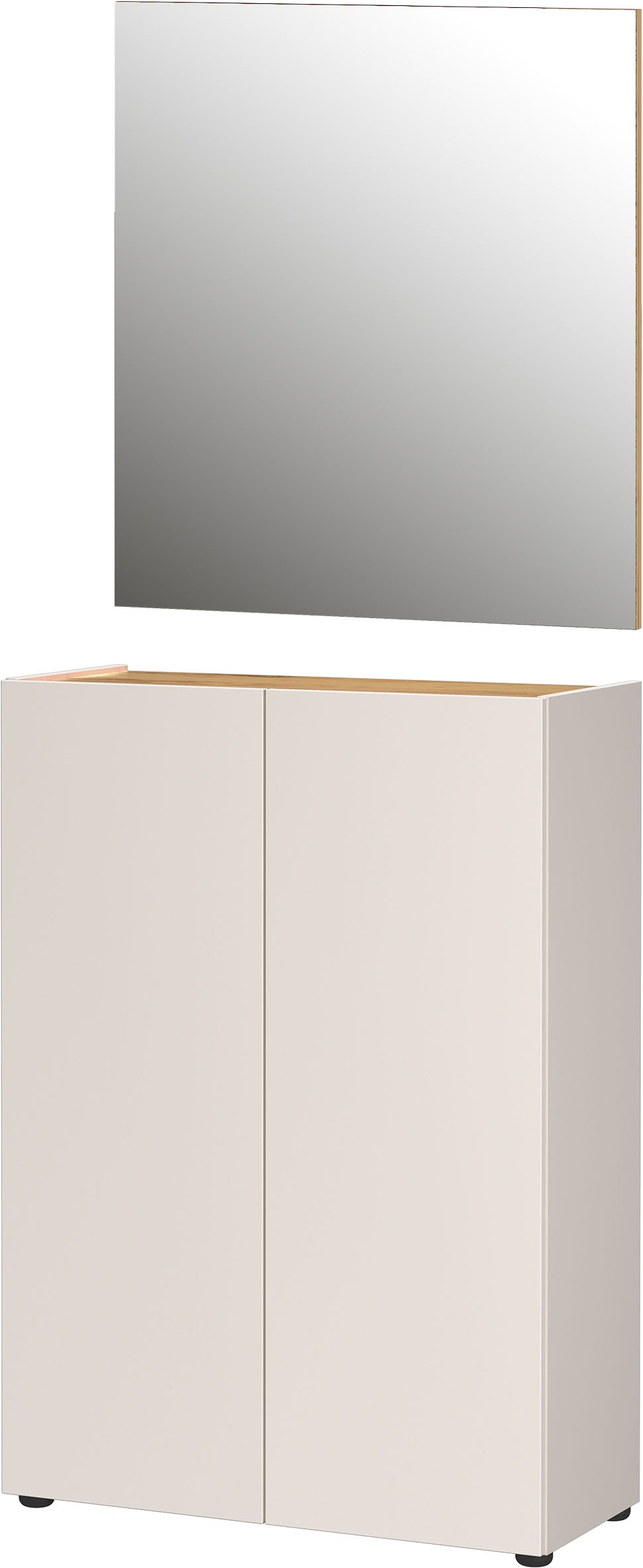 Garderoben-Set GERMANIA "Alviano", kaschmir, navarra, eiche, nachbildung, B:74cm H:200cm T:33cm, Glas, Holzwerkstoff, Kastenmöbel-Sets, mehrteiliges Set mit eckigem Spiegel Image