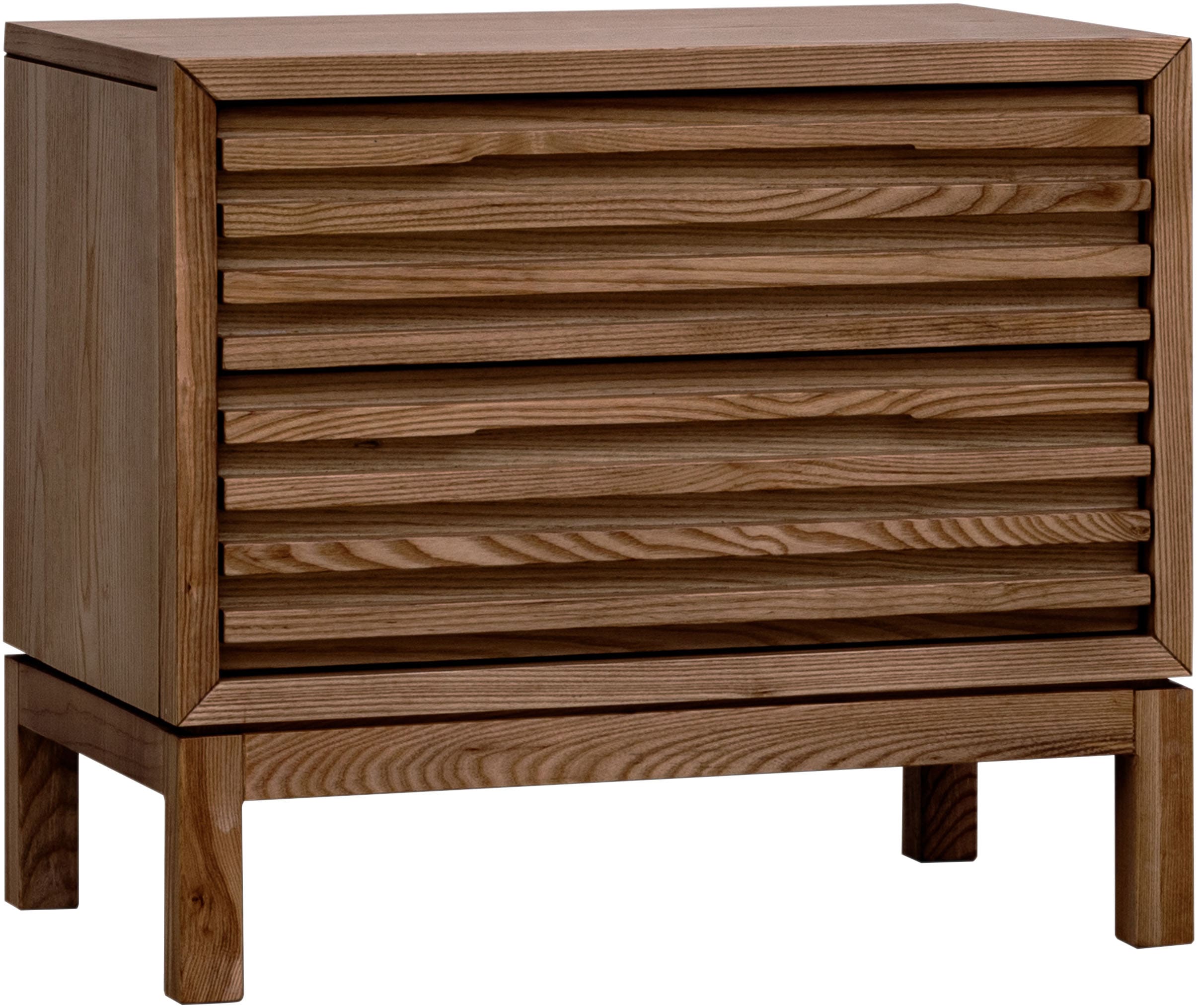 Nachttisch ANDAS "Tanner Nachttisch aus Eschenholz mit zwei Schubladen", braun, braun, braun, B:61cm H:53cm T:41cm, Tische, Nachttisch