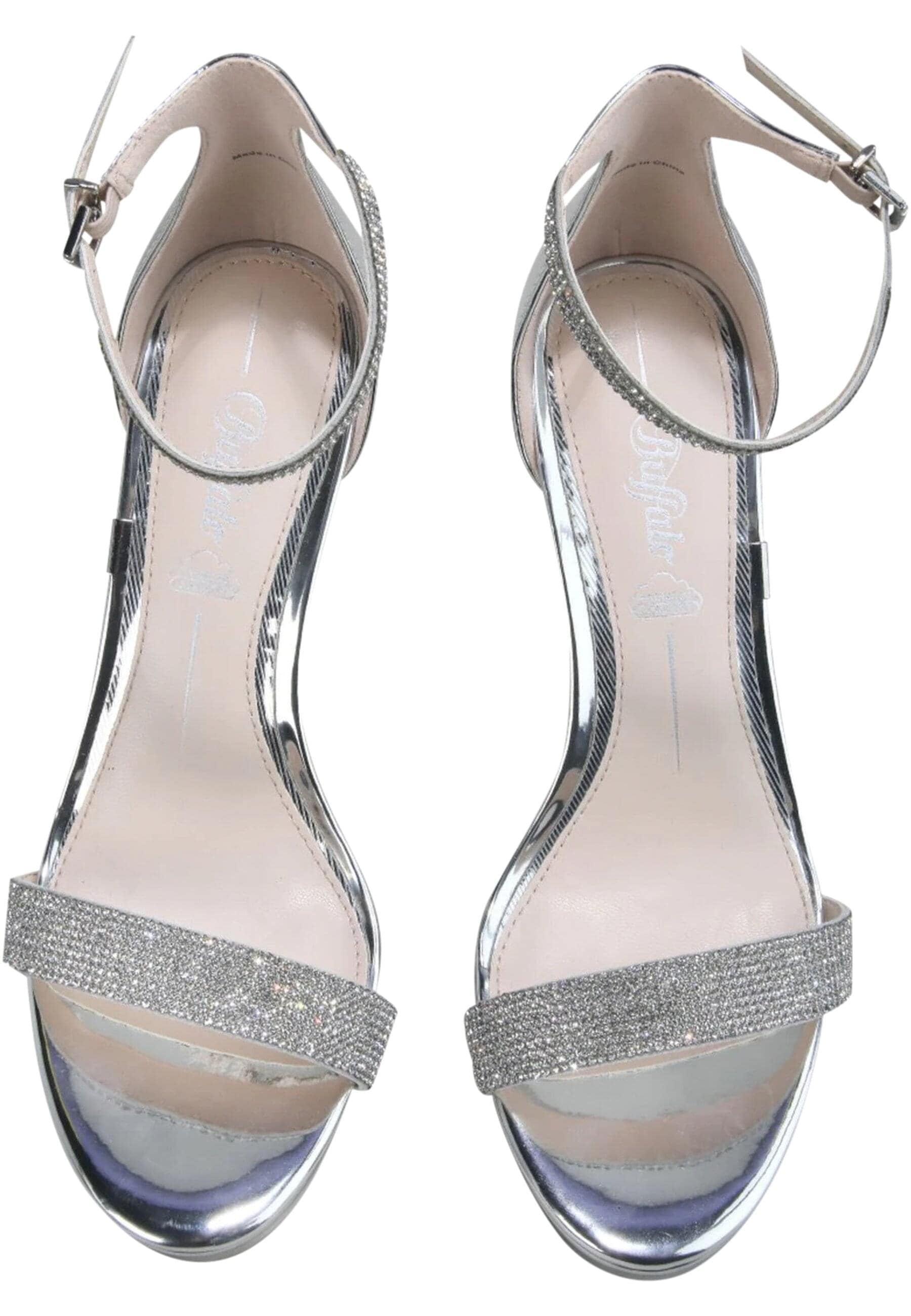 High-Heel-Pumps BUFFALO "Buffalo Damen Buffalo Monroe 2 Vegan Patent", Damen, Gr. 39, silber, Kunstfaser, unifarben, Schuhe