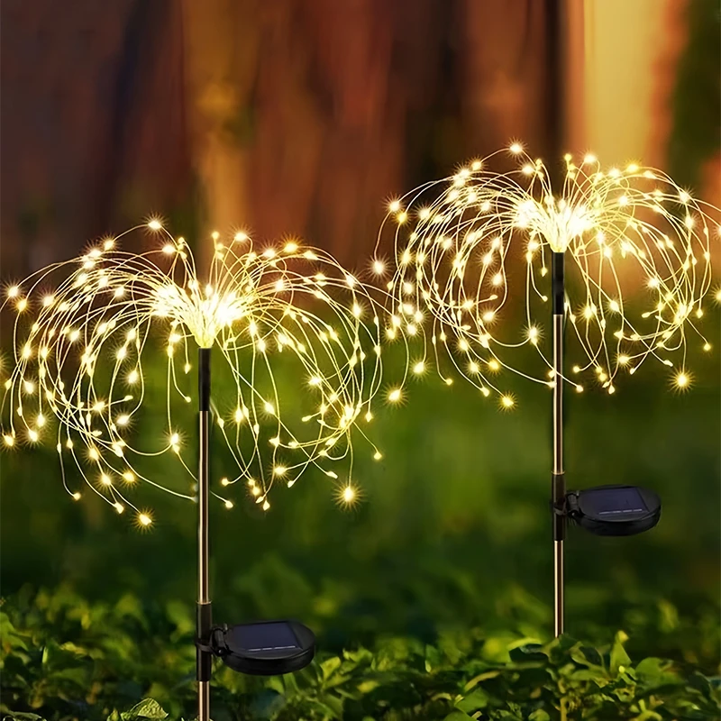 1Pcs Solar LED Firework Light Copper Wire Christmas Fairy Lights for Garden Lawn Pathway Outdoor Decoration