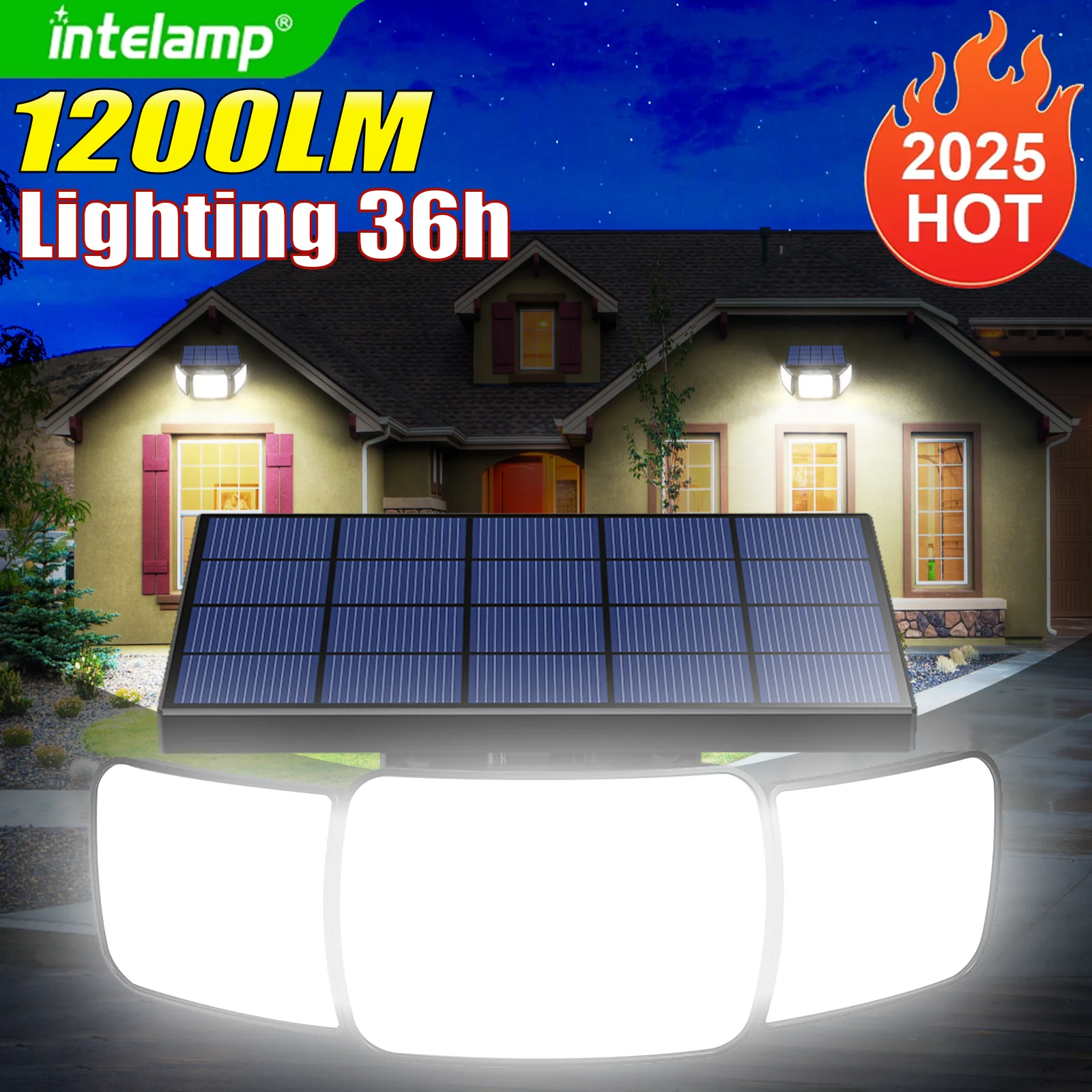 1200LM lumière solaire pour lampe solaire extérieure lumière du soleil capteur de mouvement lumière télécommande étanche jardin rue mur cour lampe