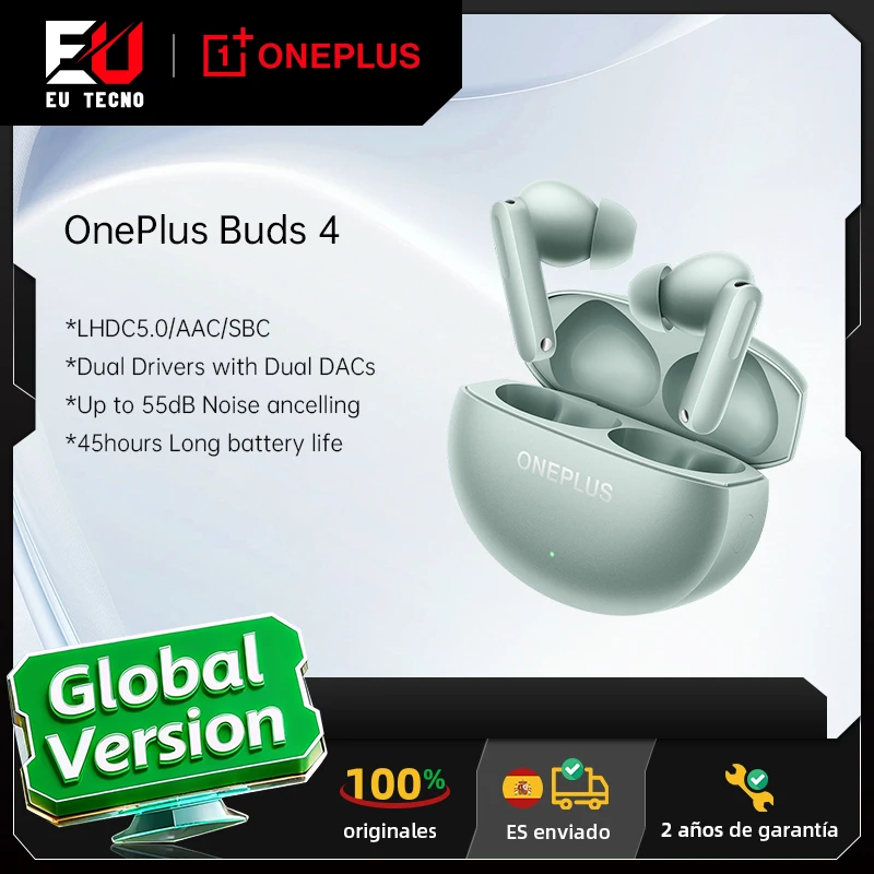 Globale Version OnePlus Buds 4 True Wireless-Kopfhörer bis zu 55 dB Geräuschunterdrückung ANC Dual-Treiber mit Dual-DACs Bluetooth 5.4 Image