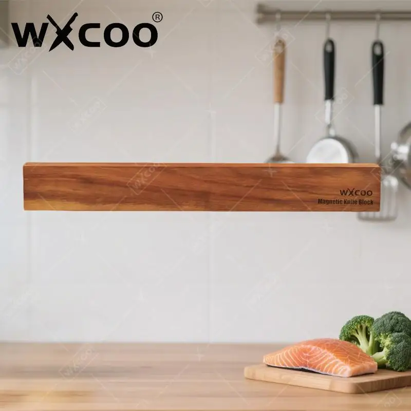 WXCOO Wood Kitchen Utensil Holder Knife Magnetic Strip for Wall Magnet Knife Rack for Kitchen Knives Magnetic Knife Holder
