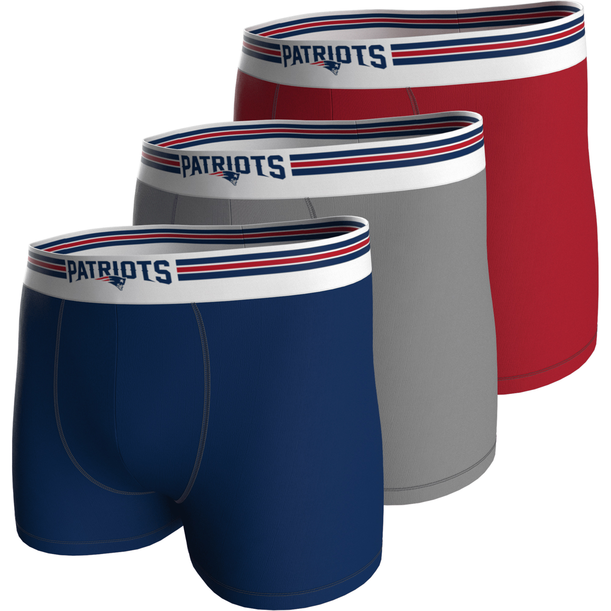 New England Patriots 3er-Pack Boxershorts – Rot, Marineblau, Grau Image