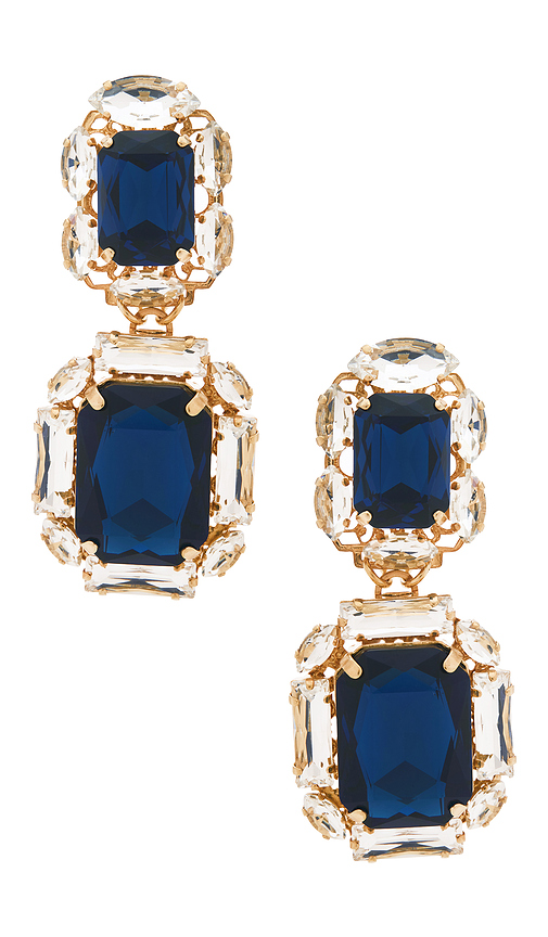 Anton Heunis Omega Clasp Double Square Drop Earrings in Blue.