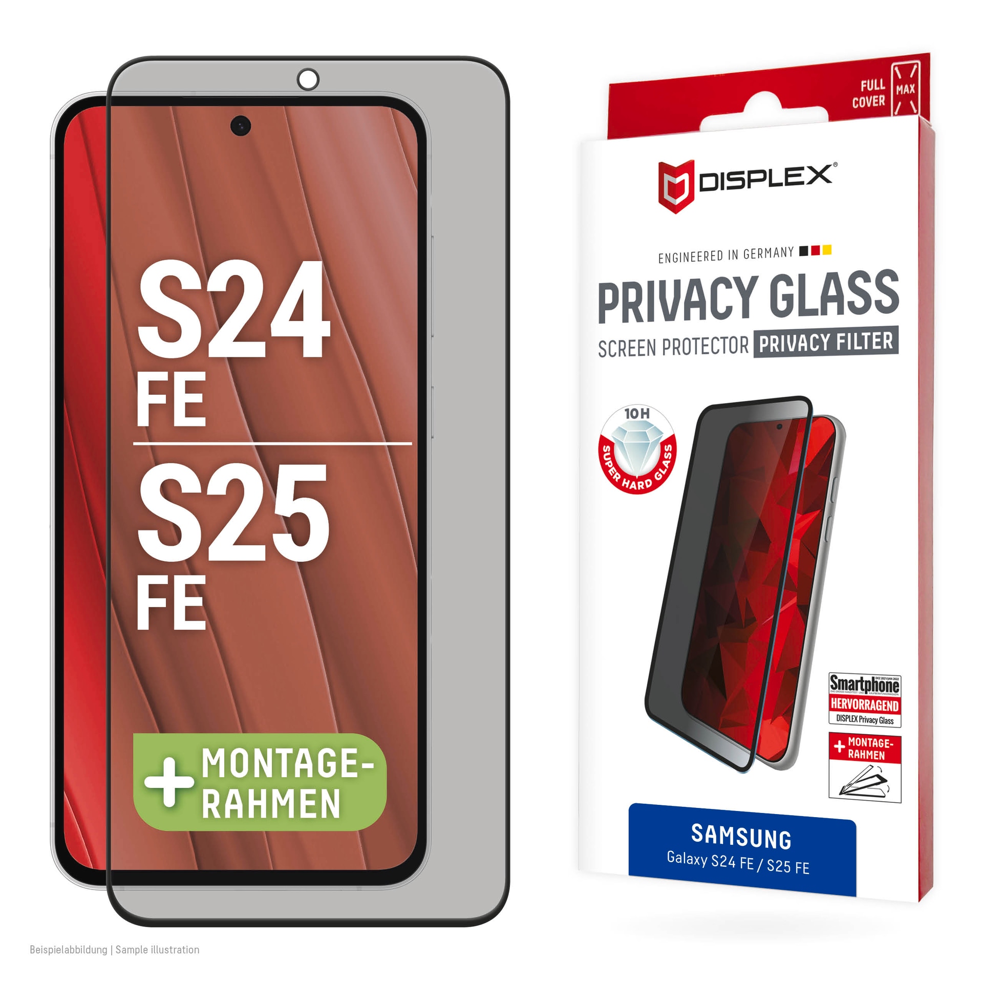 DISPLEX Displayschutzglas "Privacy Glass Screen Protector", transparent, B:9cm H:1,2cm T:20mm, Displayfolien, Blickschutzfolie, Schutzfolie, Bildschirmschutz, kratz- & stoßfest