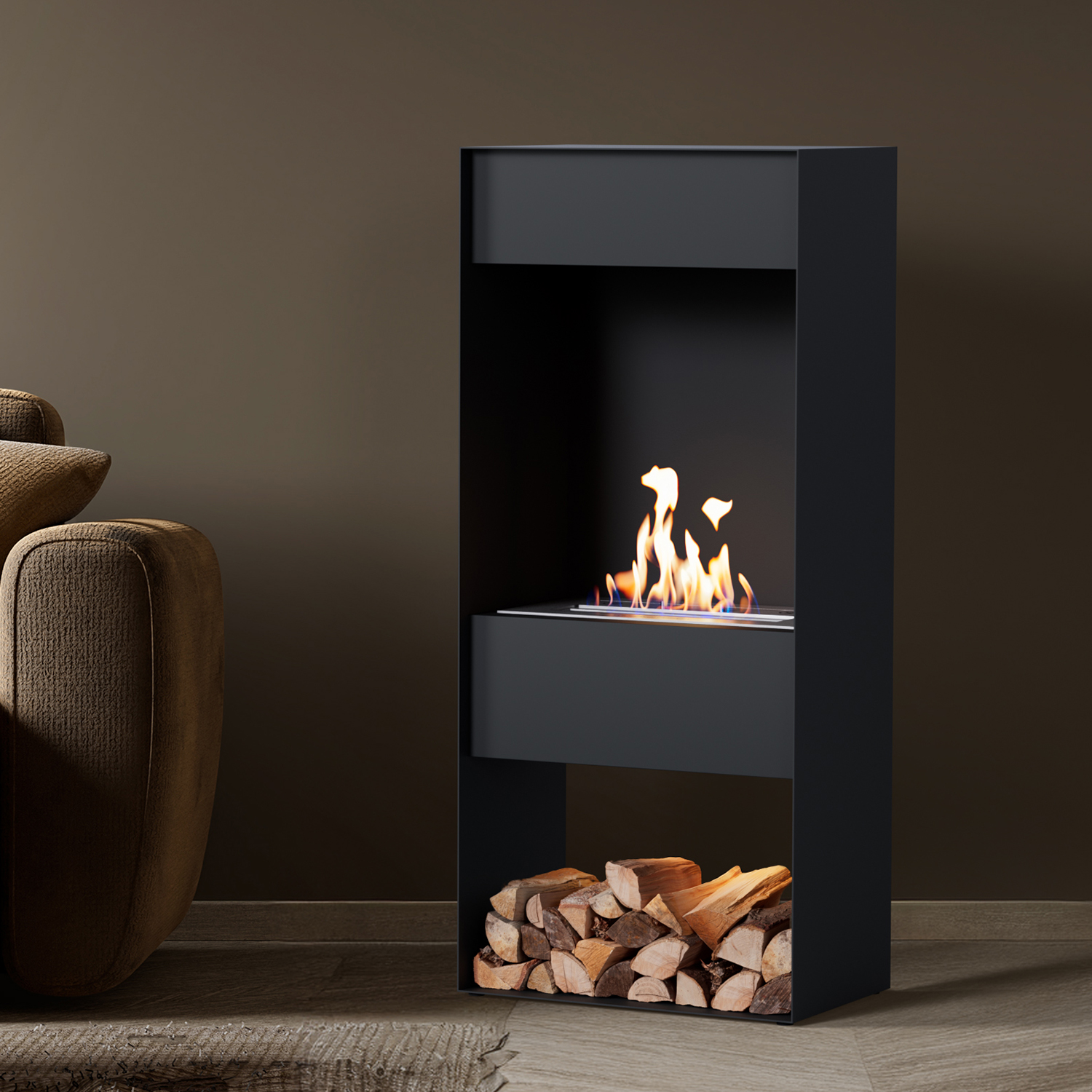 Noble Flame CORE [Design Bioethanol Kamin]: Schwarz-grau