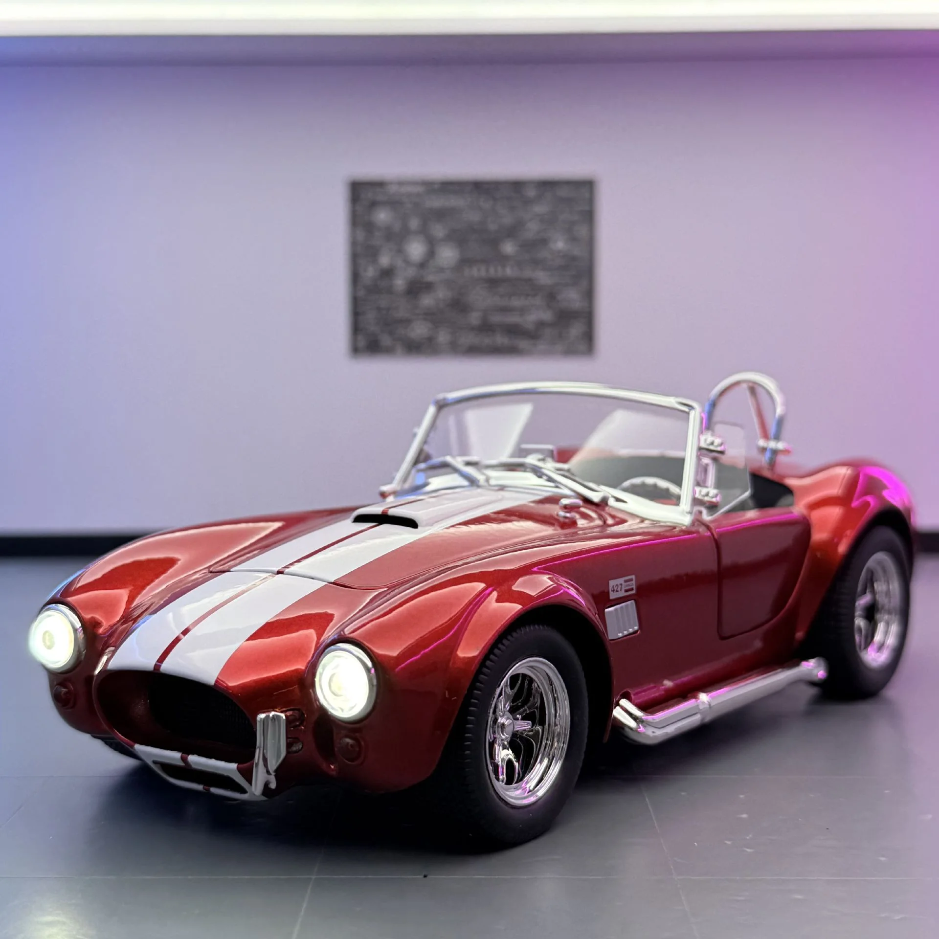 1:24 SHELBY Cobra 427 SC Sportwagen Legierung Druckguss Modellauto Sound & Licht Kind Kinder Spielzeug Geschenk für Jungen Sammeln Hobby