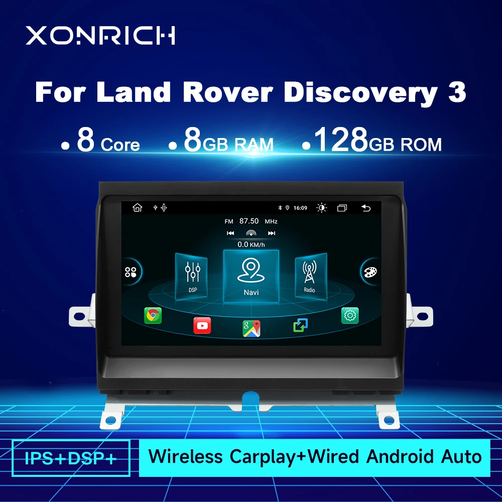 Drahtlose Carplay Android 14 Auto-Multimedia-Player Für Land Rover Discovery 3 LR3 L319 2004-2009 Navigation 4G wifi Unterstützung 4X4 Image