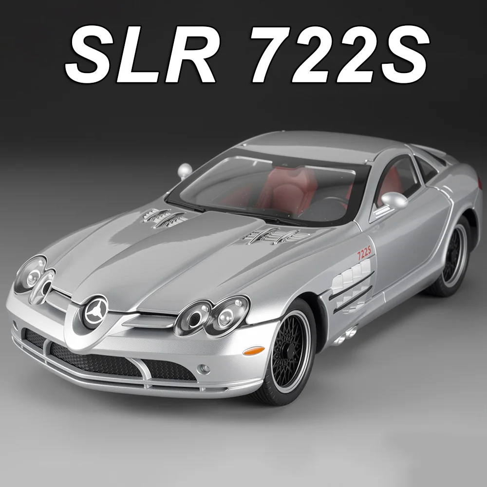 1:24 SLR 722S SLS Legierung Diecast Modelle Spielzeug Miniatur Auto Sound Licht Zurückziehen Türen Geöffnet Stoßdämpfung Sammeln Hobbys