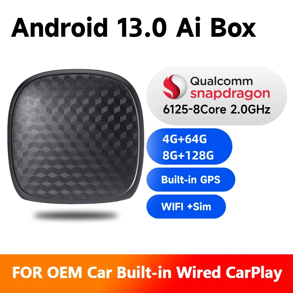 CarPlay Ai Box 8 + 128G Android 13 Wireless Carplay Android Auto QCM6125 8-Core CPU 4G LTE für VW Audi Kia Fiat Image